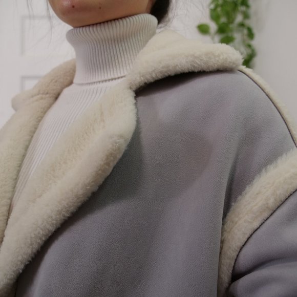 Colorblock pastel blue faux fur coat. Size: US S/XS Very soft and warm - Picture 13 of 14